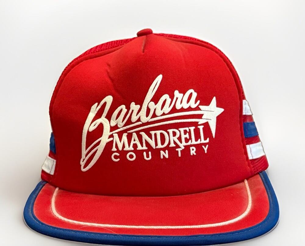 Vintage Barbara Mandrell Country Red Blue Foam Front SnapBack Trucker Hat Cap